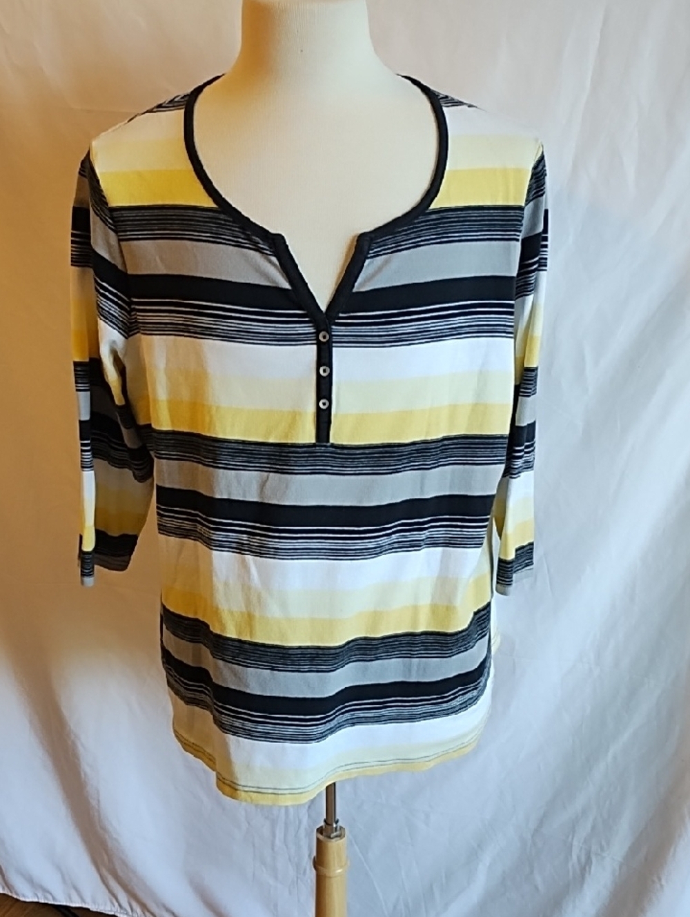 croft & barrow Yellow and Black Striped Classic Tee